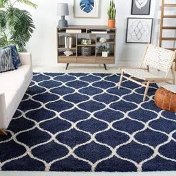 sr handloom Blue Polyester Carpet image 4