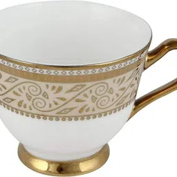 smilery Bone China Pack of 15 Bone China Tea Set/Cup & Saucer/ Tea Kettle Pot Gold Line image 5