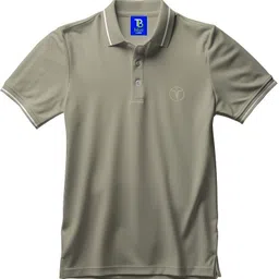 tb blue Men Solid Polo Neck Polyester Grey T-Shirt-picture-15