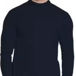 Men Solid High Neck Black Sweater-image-12