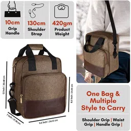 kavrixa Khakhi-Chocolate Faux Leather & PVC with Detachable strap Tiffin bag KX-TB15 Lunch Bag image 5