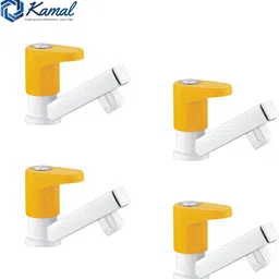 kamal Pillar Tap Amarillo (Combo Set of 4) | PTMT Plastic Faucet Ivory & Yellow Colour | Cold Water Only Pillar Tap Faucet-picture-15
