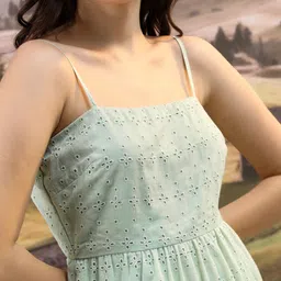 tokyo talkies Women Tiered Green Above Knee/Mid Thigh Length Dress image 5
