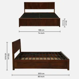 woodsworth from pepperfry Almere Mango Wood King Size Bed In Tubbaq Finish With Hydraulic Storage image 2