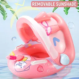 proberos Chicken Inflatable Kids Pool Float with Canopy Pirate Ship Floaties Water Gun Inflatable Swimming Safety Tube image 4