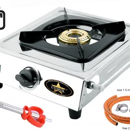 cybox Heavy Single Gas Stove With 1.5 Meter ISI Gas Pipe And Lighter Stainless Steel Manual Gas Stove-picture-26