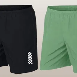 Pack of 2 Solid Men Black, Light Green Beach Shorts-image-19