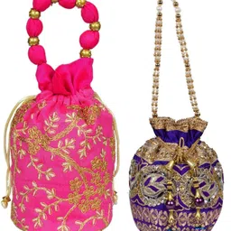 Women Pink, Blue, Gold Potli-image-49