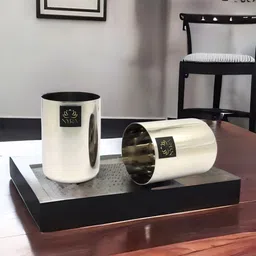 nyra (Pack of 2) Stainless Steel Heavy Gauge Glass/Tumbler for Water,Juice,Beverages,400ML each Glass Set Water/Juice Glass image 3