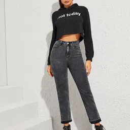 reya Women Straight Fit High Rise Grey Jeans image 3