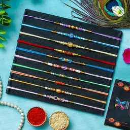 Designer Premium Antique Look set of 10 Mauli Thread Rakhi Set-image-61