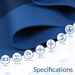 fitness mantra 8mm Anti-Slip NBR Yoga Mat with Carrying Strap Color Blue 8mm mm Yoga Mat image 4