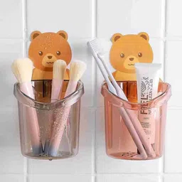 webdealz Teddy Bear Wall Mount Sticky Toothbrush Holder, Multipurpose Organizer x1.276 Shower Caddy Organizer image 2
