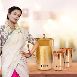 kuber industries Pure Copper Jug and Glass Set| BPA Free, Non Toxic, Durable, Lightweight Jug Glass Set image 3