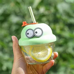 ogaura Cute Cartoon Duck Face Sipper Cup for Kids |Portable Glass Jar Sipper-picture-39