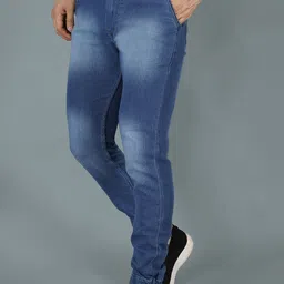 nivasu Men Jogger Fit Mid Rise Light Blue Jeans image 4