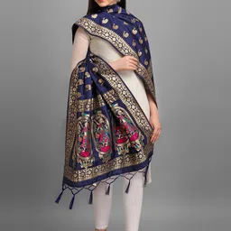 rishva Art Silk Woven Blue Women Dupatta image 3