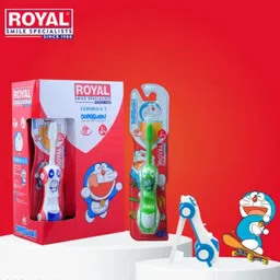 ss enterprise Royal Smile Specialist Doraemon Toothbrush With Soft Bristles for 2 Year Soft Toothbrush image 3
