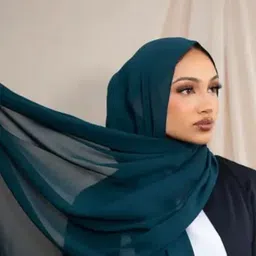 basket365 Solid Georgette Women Dark Green Scarf, Stole, Fancy Scarf image 1