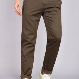 killer Men Slim Fit Brown Cotton Blend Trousers-picture-28