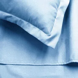 cazimo Blue Solid 220 TC Microfiber 1 Double Queen Size Bedsheet with 2 Pillow Covers image 2