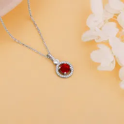 giva 925 Silver Radiant Red Pendant for Women Rhodium Zircon Sterling Silver Pendant-picture-11