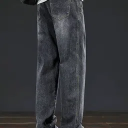 fude pride Men Loose Fit Mid Rise Grey Jeans image 2