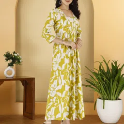 titaly Women Ethnic Dress Yellow Maxi/Full Length Dress image 4