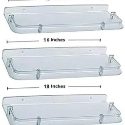 devew Bathroom Unbreakable Plastic 13, 16, 18 Inch Rectangular Shelves Combo Acrylic Wall Shelf image 1