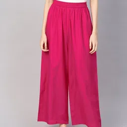 go gazab Women Regular Fit Pink Viscose Rayon Trousers-picture-14