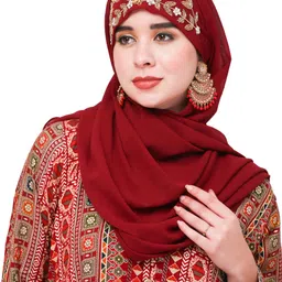 envius Embroidered Georgette Women Maroon Fancy Scarf-picture-24