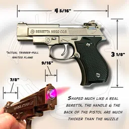 crokroz Good Quality Beretta M92G COB Pistol Shape Windproof Jet Flame Pocket Size Gun Compact Carry Cigarette Gun Pocket Lighter image 5