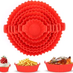 kridha Air Fryer Reusable Silicone Pot | Non-Stick Silicone Set of 6pc Airfryer Tray image 1