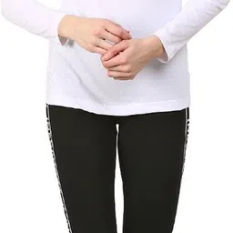 ap'pulse Women Solid High Neck Pure Cotton White T-Shirt image 5