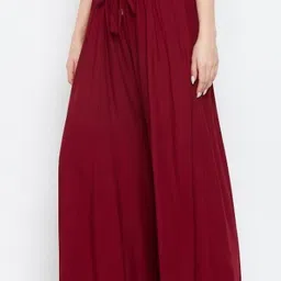 classi kaari Women Flared Maroon Polycotton Trousers image 2