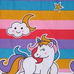 hosta homes Multicolor Unicorn Cotton 210 Reversible Single Bed Comforter image 3