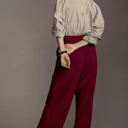 rajovati Women Relaxed Maroon Polyester Trousers image 2