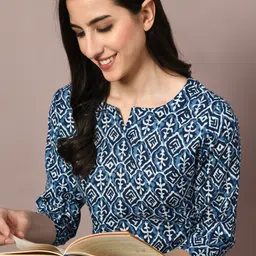 houseofcommon Women Night Suit Set Blue Printed image 4