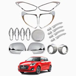 autxin Exterior Chrome Accessories Combo Kit for Swift (2018-2020) Set of 17Pcs Chrome Maruti Swift VXI Side Garnish-picture-10