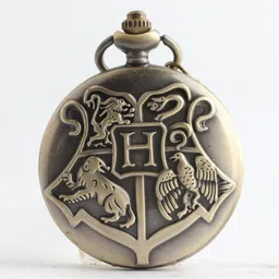 AZYASCO Harry Potter Hogwarts Crest Pocket Watch Keychain Quartz Analog HC-322 Engraving Metal Pocket Watch Chain-image-21