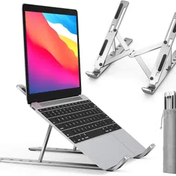 GLARIXA Aluminium Alloy Laptop Stand, Compatible with Tablet, Laptops, Angles Adjustable Aluminium Desk Stand Laptop Stand with Adjustable Height Compatible with Universal Laptops-picture-18