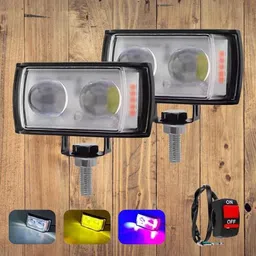 houseofcommon Mini Double Lens Fog Light with yellow & White Fleshing Light(RED & Blue DRL)R Fog Lamp Motorbike LED (12 V, 40 W)-picture-36