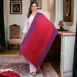 fukuso Printed Viscose Women Red Stole image 1