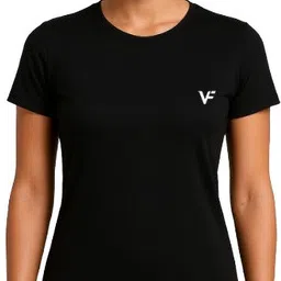 vedanga fashion Women Solid Round Neck Nylon Black T-Shirt image 1