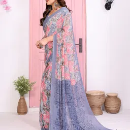 anand sarees Printed, Paisley, Floral Print Daily Wear Georgette Saree image 3