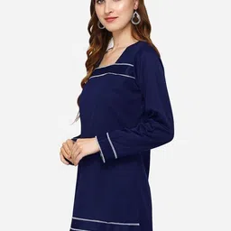 Women Ethnic Dress Dark Blue Above Knee/Mid Thigh Length Dress-image-39