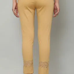 sellingsea Women Regular Fit Beige Cotton Blend Trousers image 2