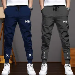 nb nicky boy Pack of 2 Men Printed Blue, Grey Track Pants-picture-22