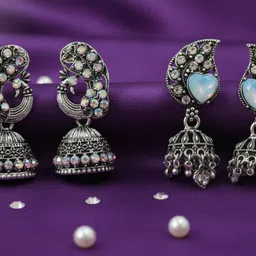 kundu earing Earing , Jhumka, Jewellry (Combo 2) Silver Jhumki Earring-picture-41