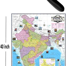 see world STEEL GLOBE 15 Inch Height, 12 Inch Diameter, 75 mm Magnifier and India Map, (Very Big Size) Silver Chrome Metal Arc Base for Kids School College Office Home Laminated Political Geography Study Blue World Globe image 5